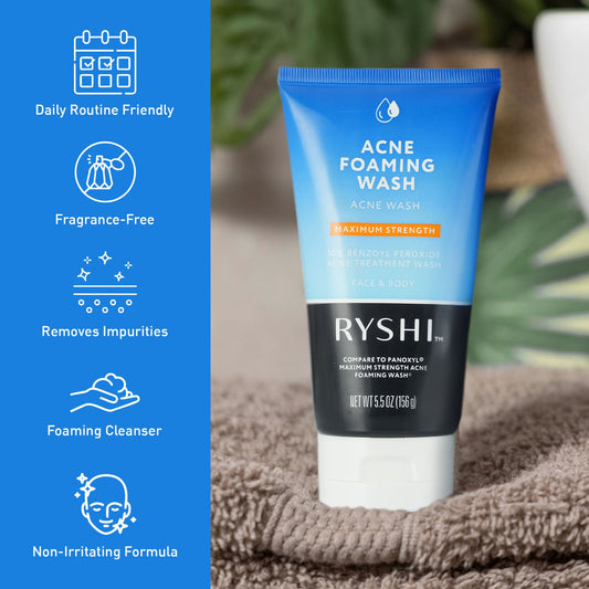 Foaming Wash – 10% Benzoyl Peroxide Acne Treatment | Face & Body Cleanser | Fragrance-Free